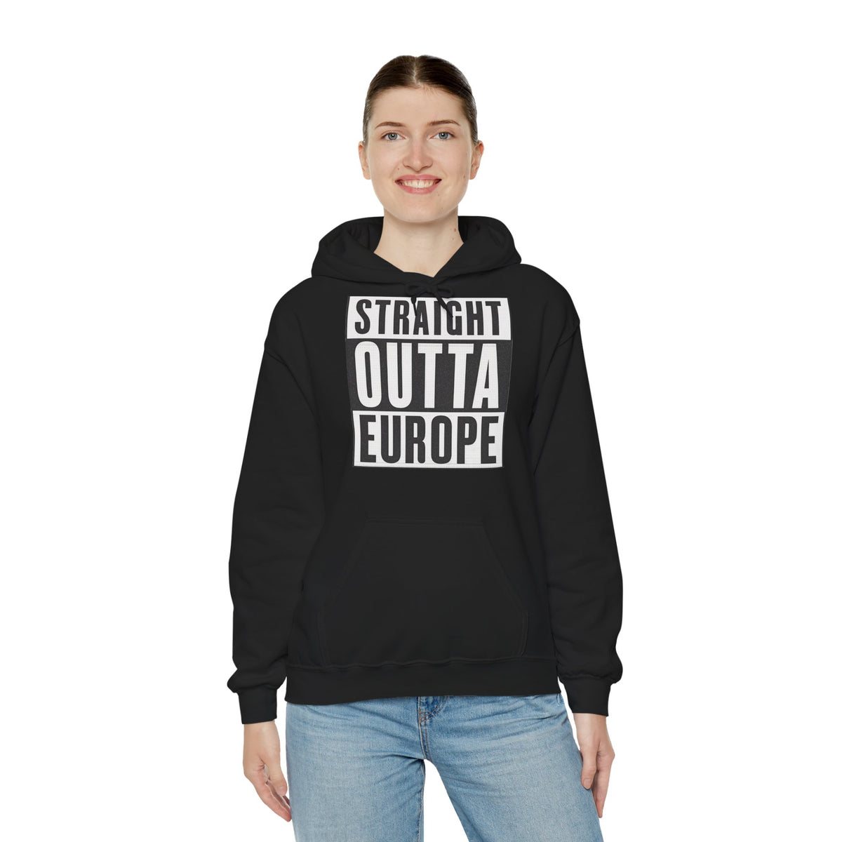 Sweat à capuche Femme "Straight Outta Europe" noir EUWEAR