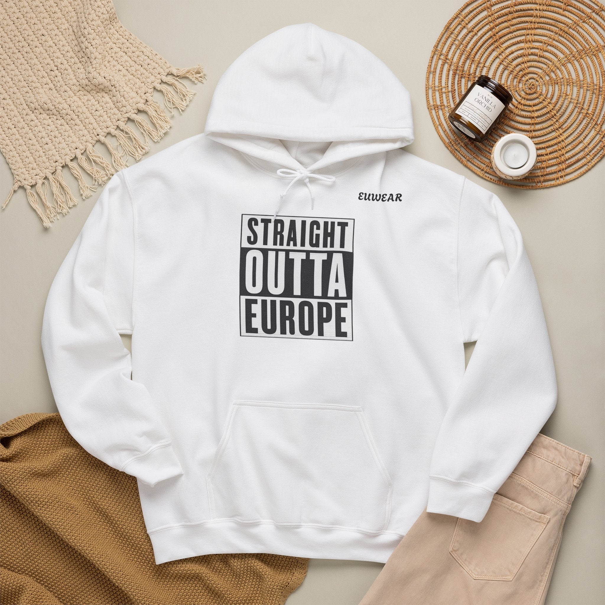 Straight Outta Europe Hoodie Pullover White EUWEAR
