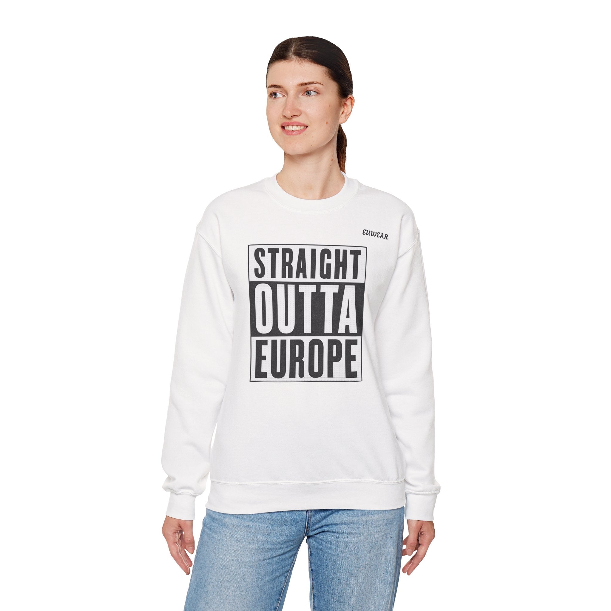 Straight Outta Europe Crewneck Sweatshirt White EUWEAR