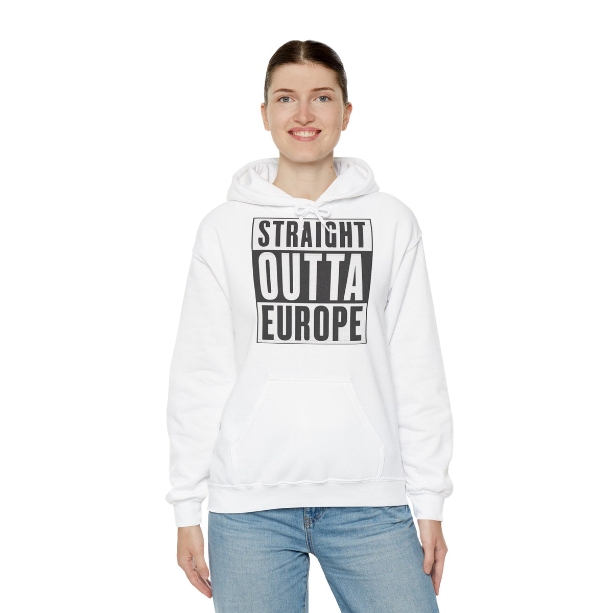 Sweat à capuche femme Straight Outta Europe Blanc EUWEAR