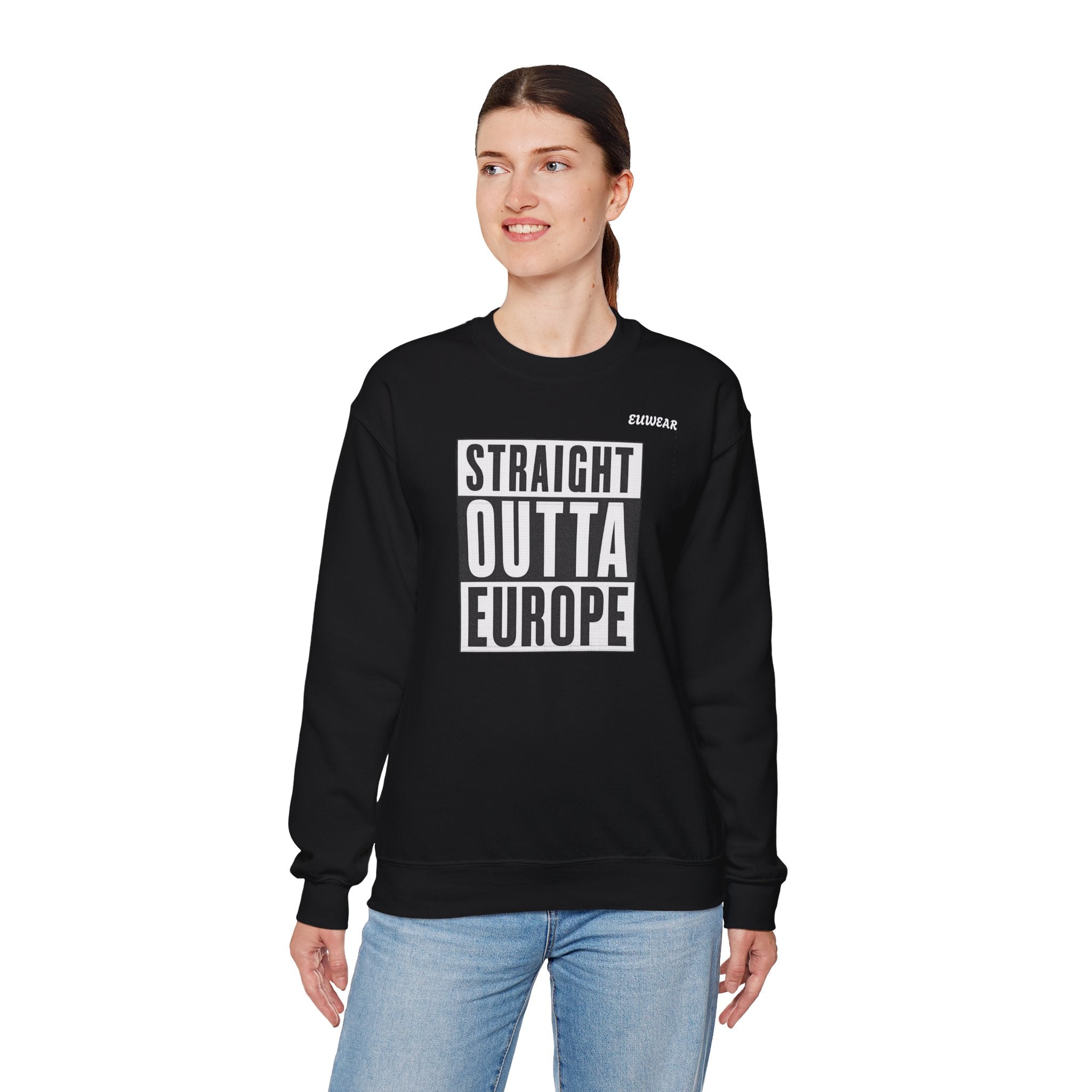 Straight Outta Europe Crewneck Sweatshirt Black EUWEAR