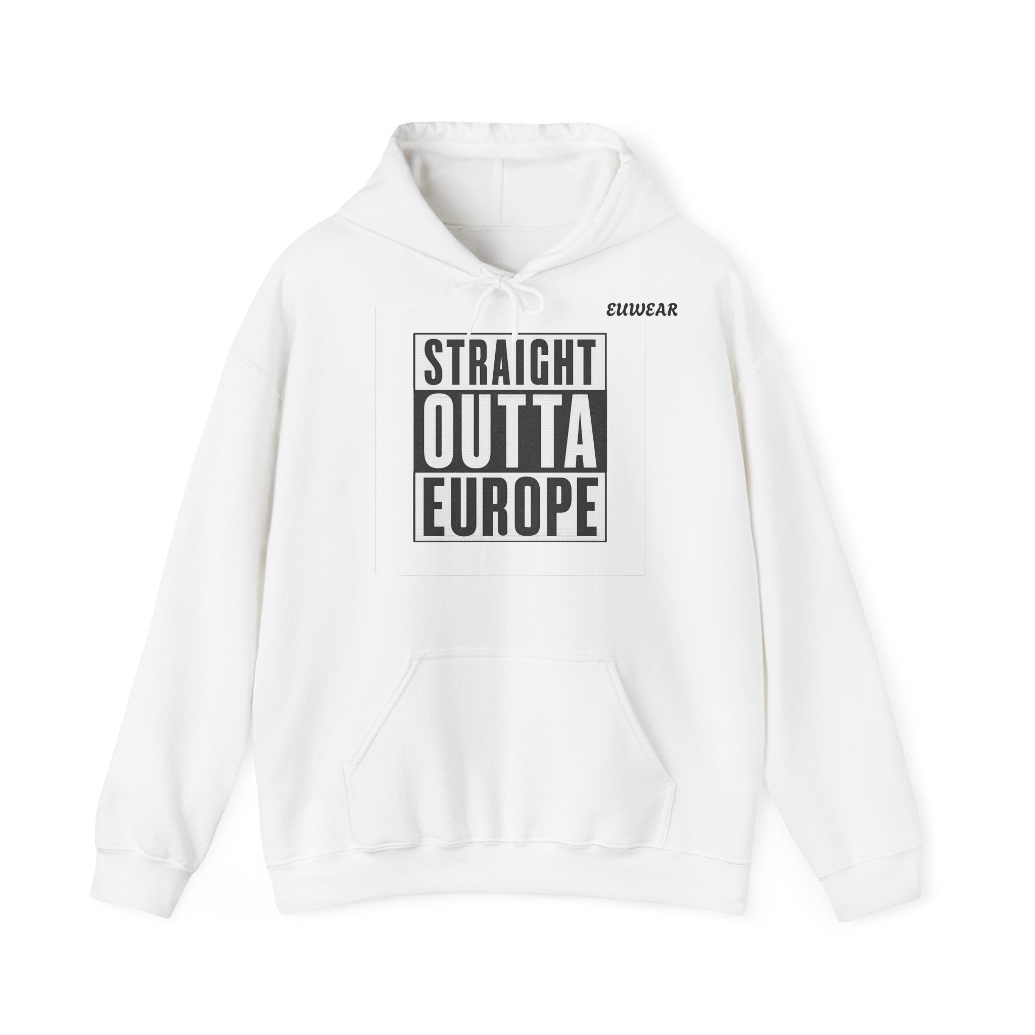 Straight Outta Europe Men's Hoodie Pullover White EUWEAR