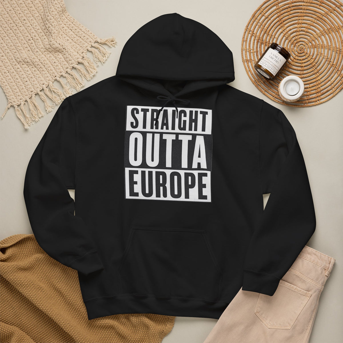 Sweat à capuche Femme "Straight Outta Europe" noir EUWEAR
