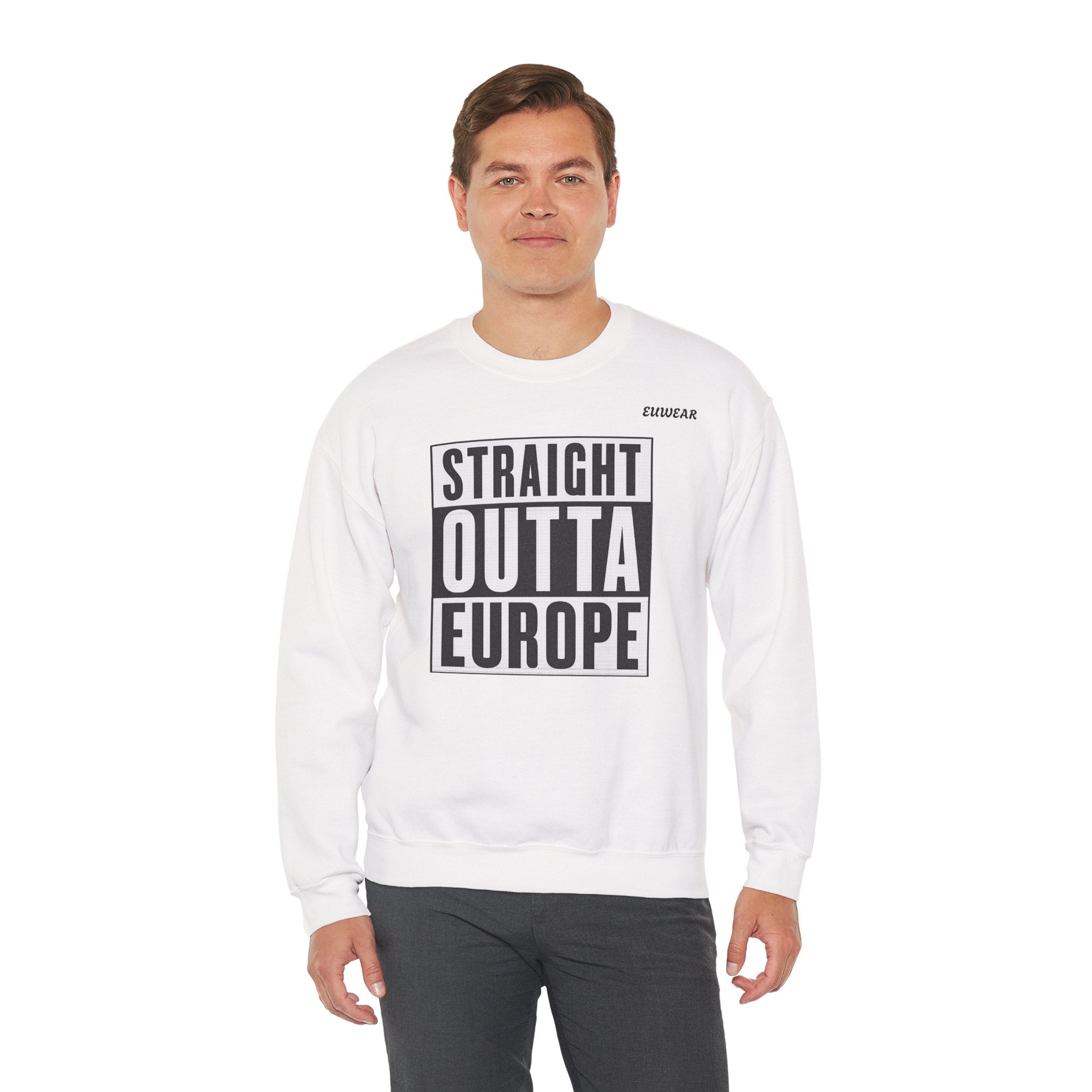 Straight Outta Europe Crewneck Sweatshirt White EUWEAR