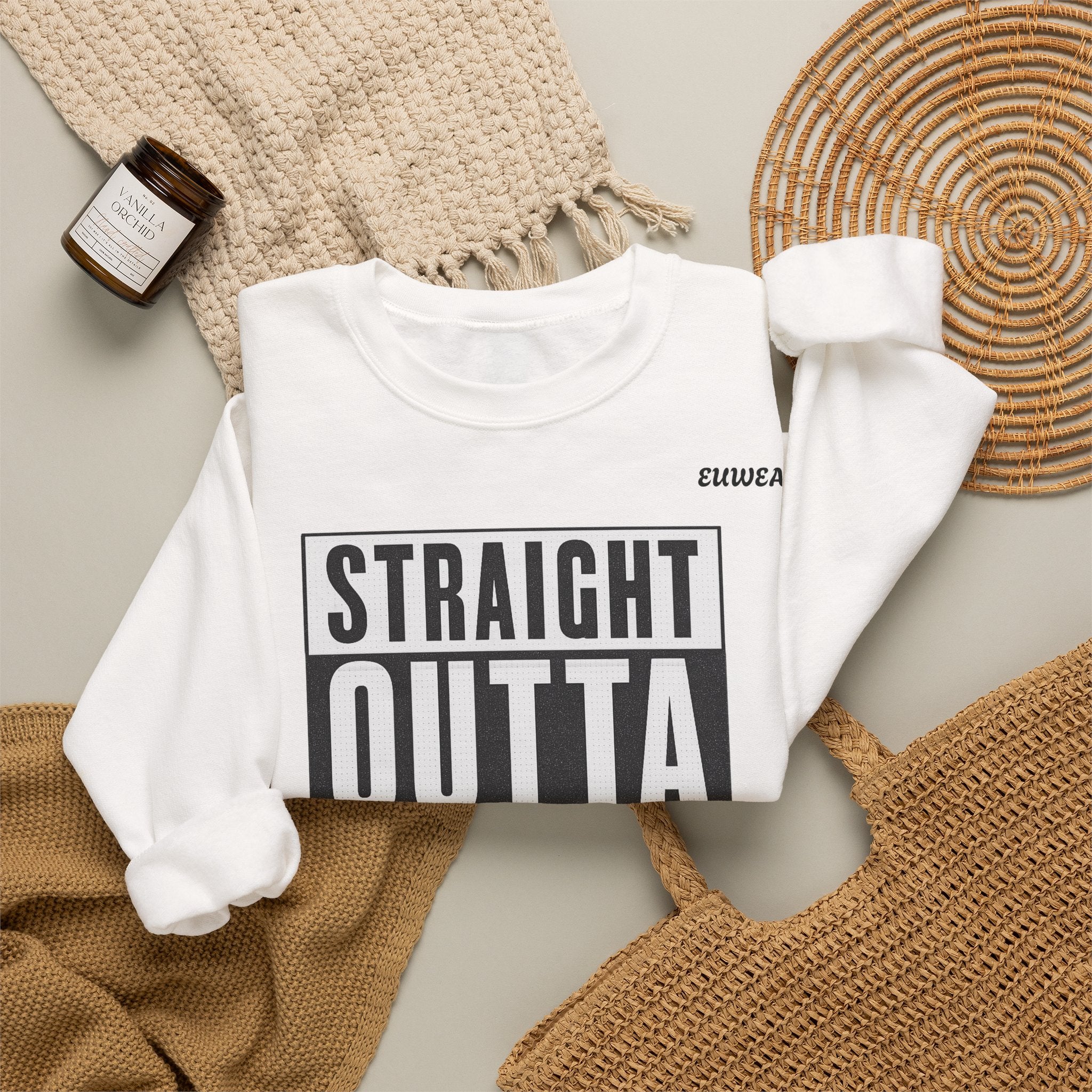 Straight Outta Europe Crewneck Sweatshirt White EUWEAR