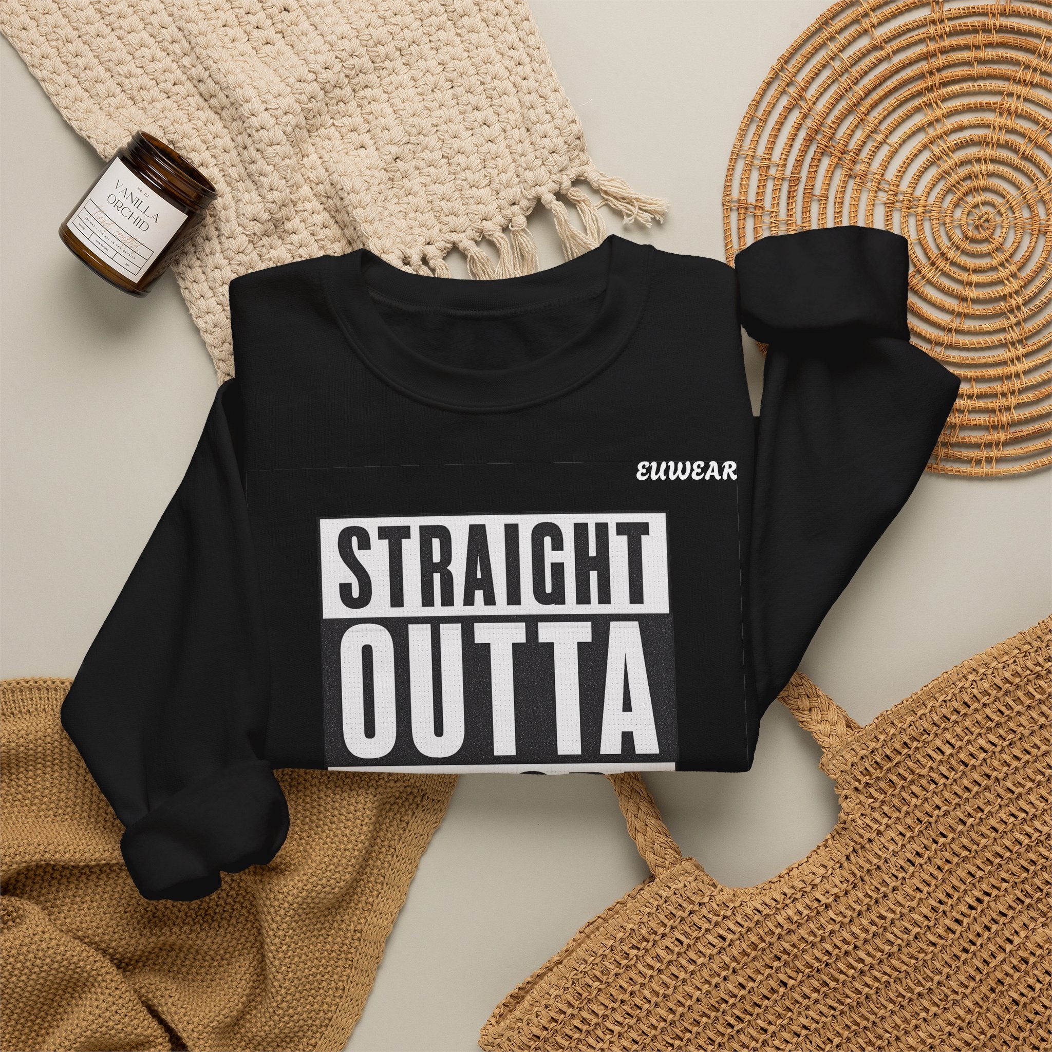 Straight Outta Europe Crewneck Sweatshirt Black EUWEAR