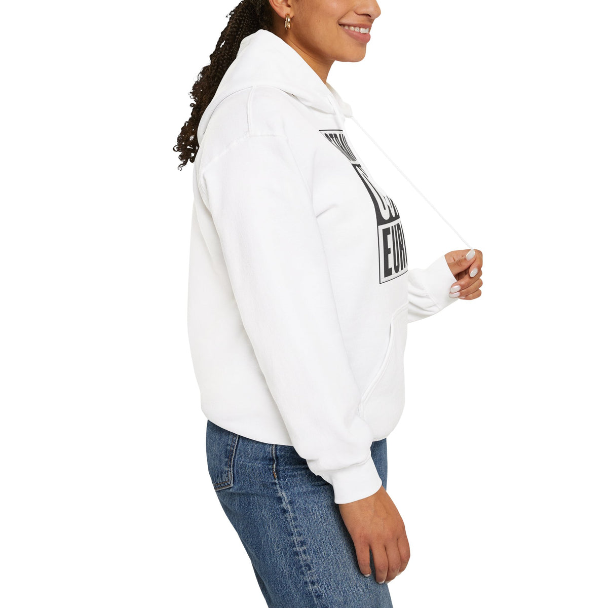 Sweat à capuche femme Straight Outta Europe Blanc EUWEAR